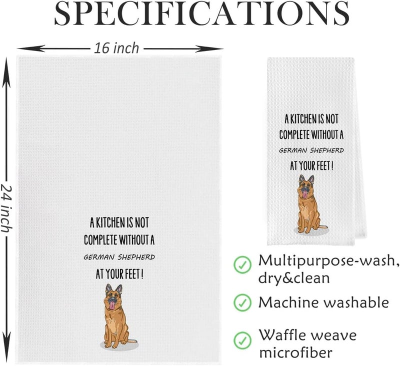 Geqtt German Shepherd Dish Towels - Funny German Shepherd Decorative Waffle Weave Kitchen Towels, Hand Towel, Tea Towel (16×24 Inches) - Image 4